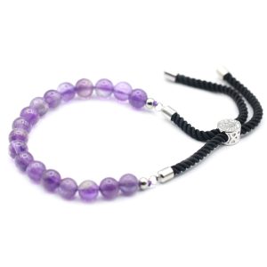 Amethyst Armband Black String 925 Silber