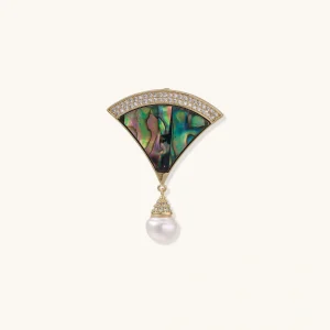 Perlmutt Brosche Iridescent Fan