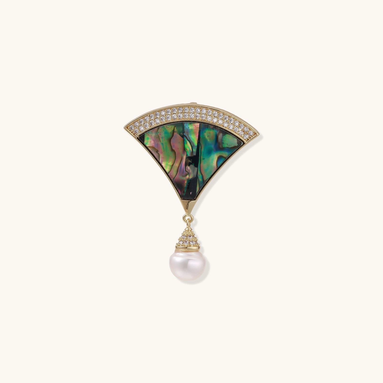 Perlmutt Brosche Iridescent Fan