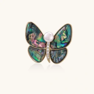 Perlen Brosche Rainbow Butterfly