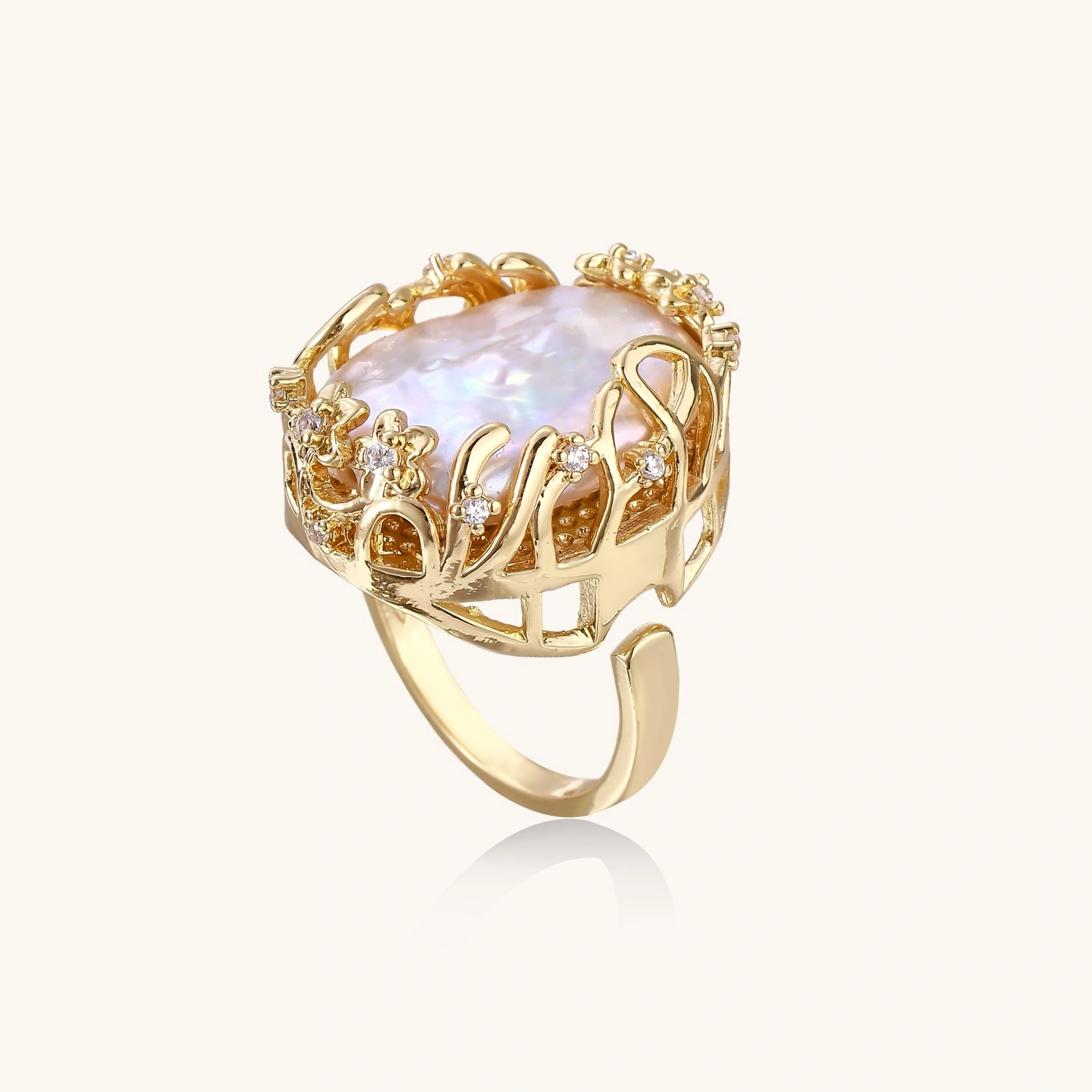 Perlmutt Ring Crown