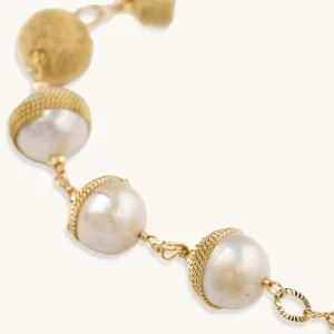 Perlmutt Armband Golden Mesh