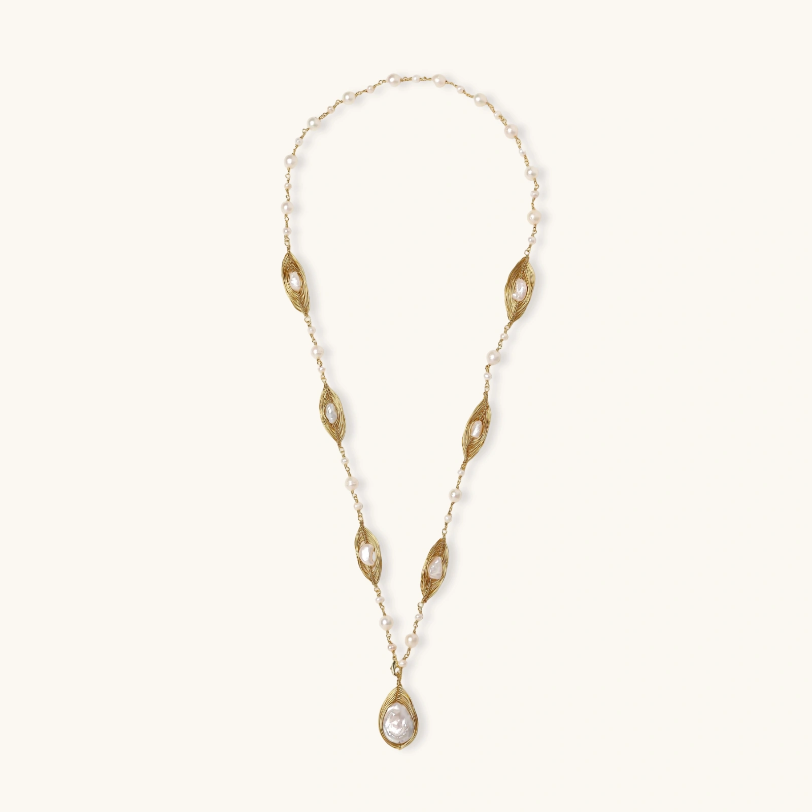 Barockperlen Halskette Golden Leaf