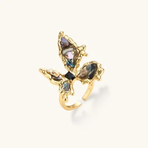 Perlmutt Statement Ring Iridescent Shell