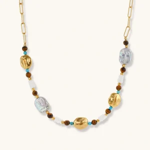 Barockperlen Halskette Mystic Garden mit Naturstein-Look