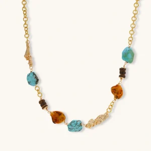Boho Naturstein Halskette Elements mit farbigen Akzenten